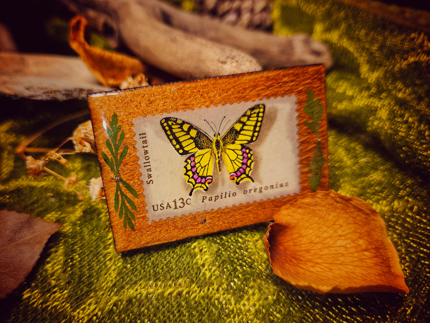 70s Yellow Butterfly Stamp Magnet